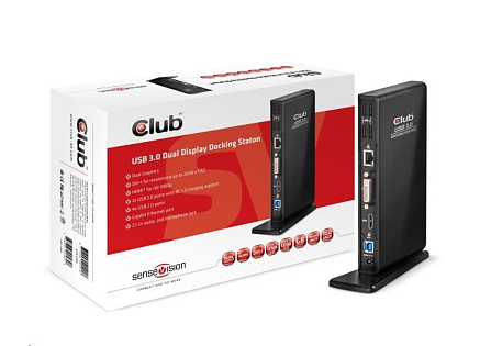 Club3D Dokovací stanice USB-A 12v1,1xDP, 6xUSB, 1xRJ45,1x 3.5mm, černá