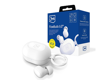 3mk bezdrátová stereo sluchátka FlowBuds 6.0 white, nabíjecí pouzdro, bílá 3mk bezdrátová stereo sluchátka FlowBuds 6.0 white, nabíjecí pouzdro, bílá