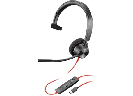 Poly Blackwire 3310 náhlavní souprava, USB-C/A adaptér, mono