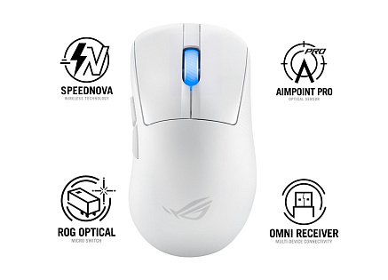 ASUS myš ROG Keris II Ace, bezdrátová herní myš, bílá
