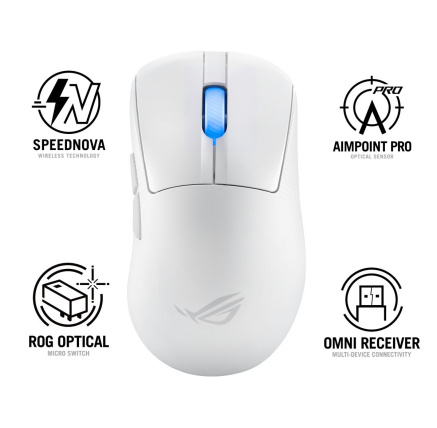 ASUS myš ROG Keris II Ace, bezdrátová herní myš, bílá