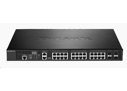 D-Link DXS-3400-24TC 24-port 10Gigabit Stackable Managed Switch, 20x 10GbE RJ45, 4x 10GbE RJ45/SFP+ combo