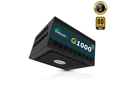 EVOLVEO G1000 PCIe 5.0, zdroj 1000W, ATX 3.0, 80+ GOLD, aPFC, 140mm ventilátor, retail, záruka 3 roky