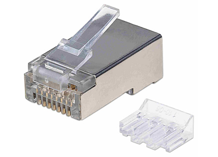 Intellinet konektor RJ45, Cat6A, stíněný STP, 15µ, drát, 90 ks v nádobě