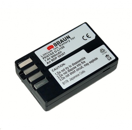 Braun akumulátor PENTAX D-Li109, 900mAh Braun akumulátor PENTAX D-Li109, 900mAh