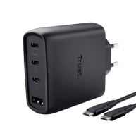 TRUST GaN Nabíječka MAXO 65W, 3xUSB-C,1xUSB-A, černá