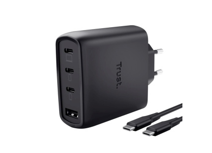 TRUST GaN Nabíječka MAXO 65W, 3xUSB-C,1xUSB-A, černá