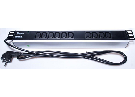 PremiumCord Panel napájecí do 19" racku 1.5U, 10xIEC (C13), 2m kabel