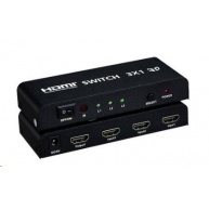 PREMIUMCORD HDMI switch 3:1 kovový s dálkovým ovládáním