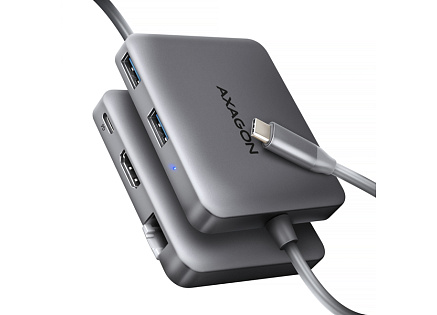 AXAGON HMC-5HL USB 5Gbps hub, 2x USB-A, HDMI 4k/60Hz, RJ-45 GLAN, PD 100W, kabel USB-C 20cm AXAGON HMC-5HL USB 5Gbps hub, 2x USB-A, HDMI 4k/60Hz, RJ-45 GLAN, PD 100W, kabel USB-C 20cm