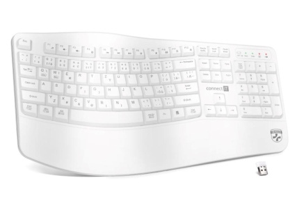 CONNECT IT FOR HEALTH Ergonomická klávesnice ErgoOffice, Bezdrátová, CZ+SK, bílá