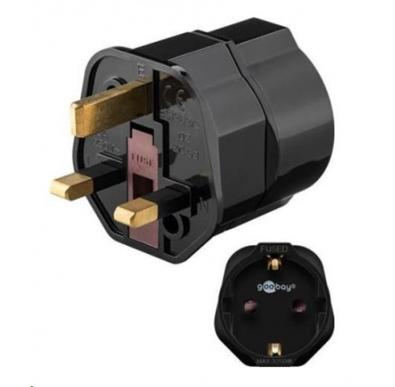 Goobay Cestovní adaptér pro UK zásuvku a spotřebiče s českou zástrčkou a zemnícím kolíkem Goobay Cestovní adaptér pro UK zásuvku a spotřebiče s českou zástrčkou a zemnícím kolíkem