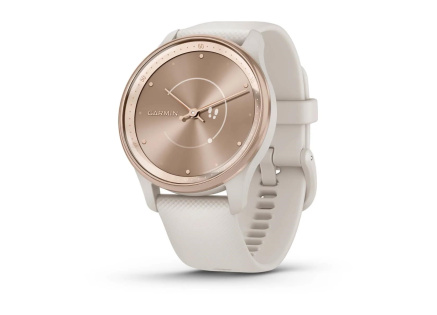 Garmin vívomove® Trend, Nerezová luneta Peach Gold, pouzdro Ivory, silikonový řemínek