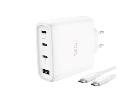 TRUST GaN Nabíječka MAXO 65W, 3xUSB-C,1xUSB-A, bílá