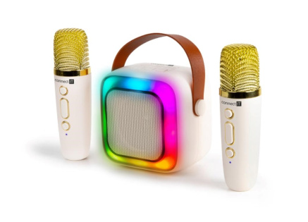 CONNECT IT Karaoke party reproduktor 2Mic, bezdrátový + 2x mikrofon, béžová