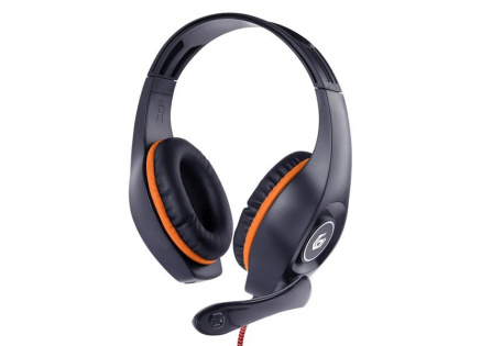 GEMBIRD sluchátka s mikrofonem GHS-05-O, gaming, černo-oranžová, 1x 4-pólový 3,5mm jack