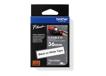 BROTHER TZEFX261 - kazeta TZ šířky 36mm, s flexibilní páskou TZE-FX261, bílá / černá BROTHER TZEFX261 - kazeta TZ šířky 36mm, s flexibilní páskou TZE-FX261, bílá / černá