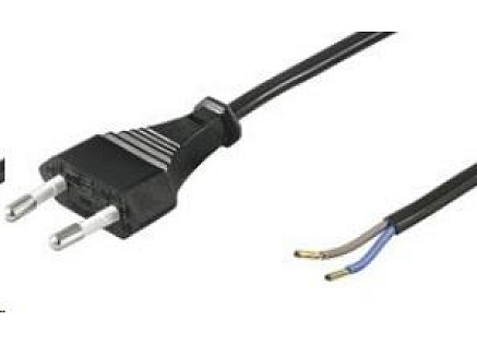 PREMIUMCORD Kabel Flexo síťový dvoužilový 230V s vidlicí 2m černý