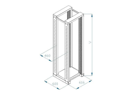 TRITON 19" montážní rám 42U, dvoudílný, hloubka 600mm