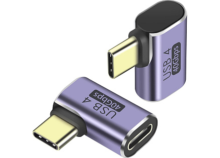 PremiumCord Adaptér USB-C na USB-C, USB 4.0, zahnutý 90°