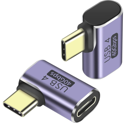 PremiumCord Adaptér USB-C na USB-C, USB 4.0, zahnutý 90°