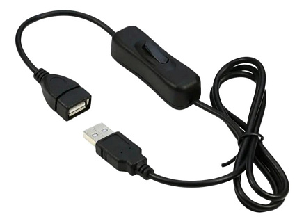 PREMIUMCORD Prodlužovací kabel USB 2.0 s vypínačem, 1m, černá
