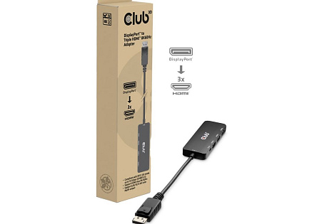 Club3D hub MST (Multi Stream Transport) DisplayPort 1.4 na 3x HDMI 8K60Hz (M/F)