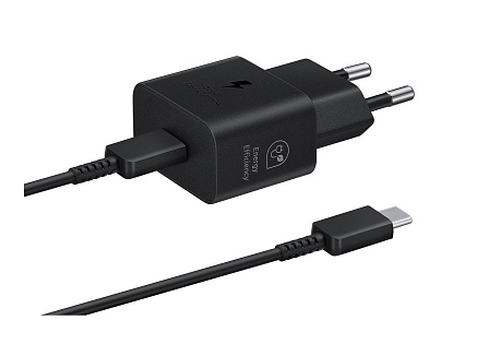 Samsung síťová nabíječka EP-T2510XBE + kabel USB-C, 25W, černá