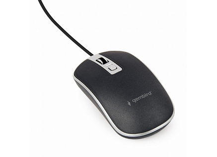GEMBIRD myš MUS-4B-06-BS, drátová, optická, USB, černá/stříbrná