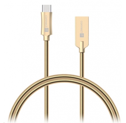 CONNECT IT Wirez Steel Knight USB-C (Type C) - USB-A, metallic gold, 1 m