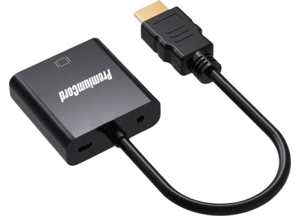 PremiumCord převodník HDMI na VGA se zvukem 3,5mm stereo jack, černá PremiumCord převodník HDMI na VGA se zvukem 3,5mm stereo jack, černá