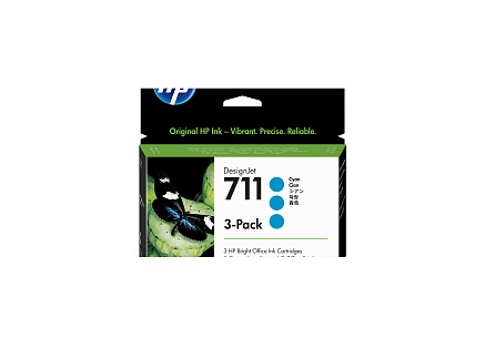 HP 711 Cyan DJ Ink Cart, 29 ml, 3-pack, CZ134A