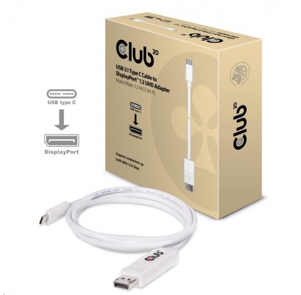 Club3D Adaptér USB 3.1 typ C na DisplayPort 1.2 4K60Hz UHD 1,2m (M/M) Club3D Adaptér USB 3.1 typ C na DisplayPort 1.2 4K60Hz UHD 1,2m (M/M)