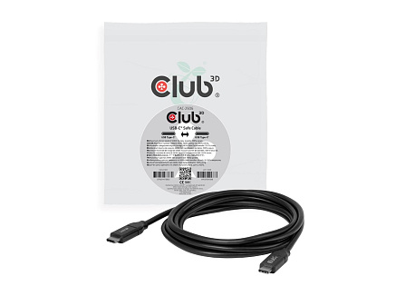 Club3D Kabel USB-C, 240W, 2m, černá, Data Blocker pro bezpečné nabíjení