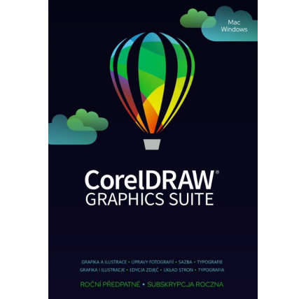 CorelDRAW Graphics Suite 365 dní obnovení pronájmu licence (5-50) EN/DE/FR/BR/ES/IT/NL/CZ/PL