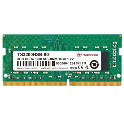 TRANSCEND SODIMM DDR4 8GB 3200MHz 1Rx8 1Gx8 CL22 1.2V TRANSCEND SODIMM DDR4 8GB 3200MHz 1Rx8 1Gx8 CL22 1.2V
