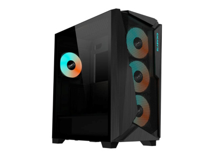 GIGABYTE case GB-C301G V2, Mid Tower, 1xUSB-C 3.2, 2xUSB 3.0, ARGB Hub, 4x 120mm ARGB Fan, černá
