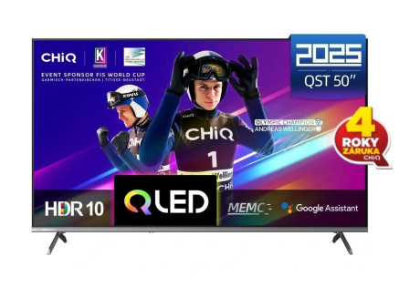 BAZAR - CHiQ U50QST TV 50", UHD, QLED, ultratenká, Google TV, DLG 120 Hz, Dolby Audio, Frameless, metalická - Poškozený