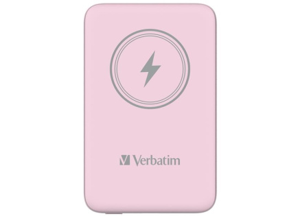 VERBATIM Powerbanka Charge 'n' Go, Magnetická, 10000 mAh, USB-C, Růžová