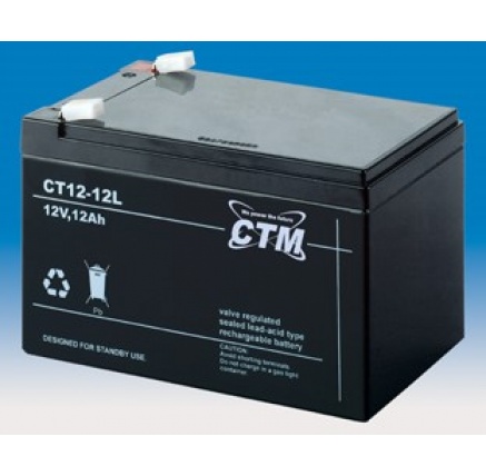 Baterie - CTM CT 12-12L (12V/12Ah - Faston 250), životnost 5let Baterie - CTM CT 12-12L (12V/12Ah - Faston 250), životnost 5let