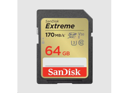 SanDisk SDXC karta 64GB Extreme (170 MB/s Class 10, UHS-I U3 V30) SanDisk SDXC karta 64GB Extreme (170 MB/s Class 10, UHS-I U3 V30)