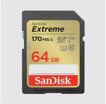 SanDisk SDXC karta 64GB Extreme (170 MB/s Class 10, UHS-I U3 V30)