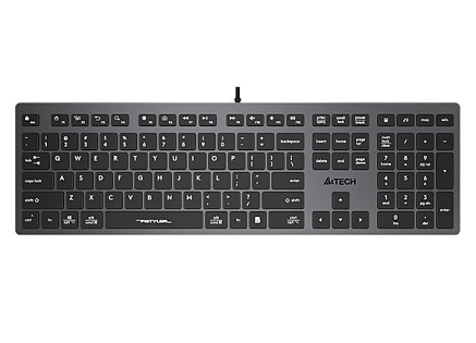 A4tech Klávesnice FX50, kancelářská nízkoprofilová klávesnice, CZ, šedá
