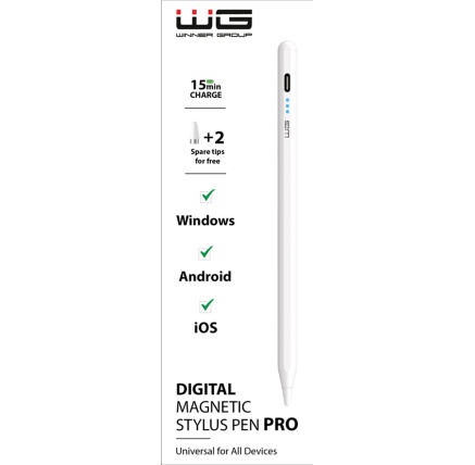 WG - Univerzální pero WG Stylus Pro s magnetickým uchycením, bílá WG - Univerzální pero WG Stylus Pro s magnetickým uchycením, bílá