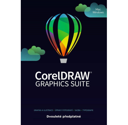 CorelDRAW Graphics Suite 2 roky pronájmu licence (51-250) EN/FR/DE/IT/SP/BP/NL/CZ/PL