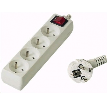 PREMIUMCORD Prodlužovací přívod 230V 7m, 4 zásuvky + vypínač, bílá PREMIUMCORD Prodlužovací přívod 230V 7m, 4 zásuvky + vypínač, bílá