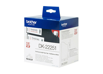 BROTHER DK-22251 (papírová role červeno-černá na bílém podkladu) 62mm x 15,24m