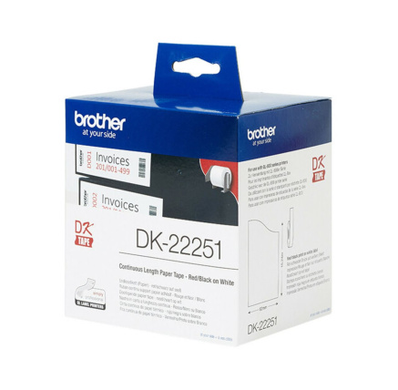 BROTHER DK-22251 (papírová role červeno-černá na bílém podkladu) 62mm x 15,24m BROTHER DK-22251 (papírová role červeno-černá na bílém podkladu) 62mm x 15,24m