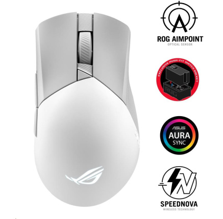 ASUS myš ROG GLADIUS III Wireless Aimpoint White (P711), RGB, Bluetooth, bílá ASUS myš ROG GLADIUS III Wireless Aimpoint White (P711), RGB, Bluetooth, bílá