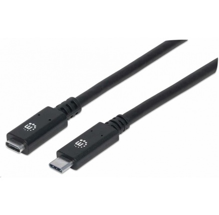Manhattan USB-C kabel, USB 3.1 Gen 2, USB-C Male na USB-C Female, 10 Gbps, 5 A, 50cm, černá Manhattan USB-C kabel, USB 3.1 Gen 2, USB-C Male na USB-C Female, 10 Gbps, 5 A, 50cm, černá